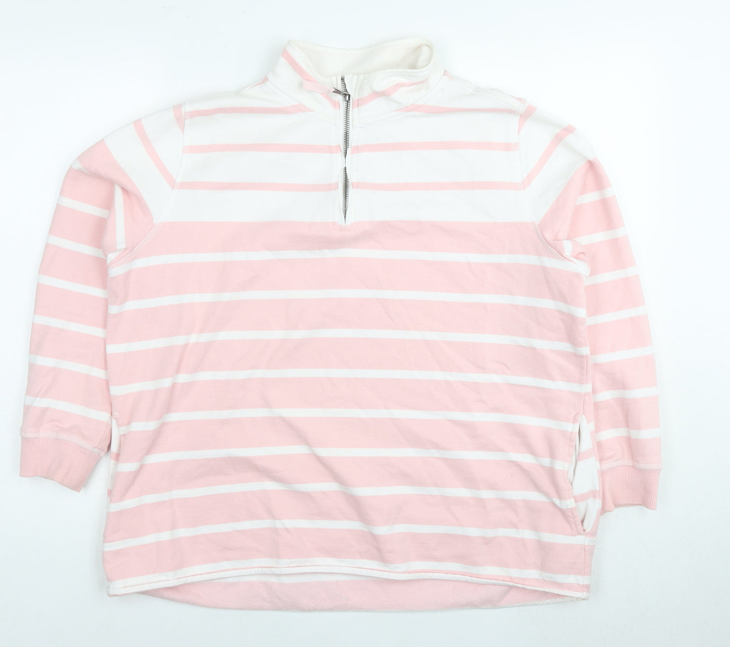 Woolovers Womens Pink Striped Cotton Pullover Sweatshirt Size L Pullover