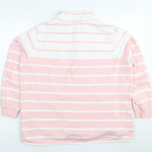 Woolovers Womens Pink Striped Cotton Pullover Sweatshirt Size L Pullover