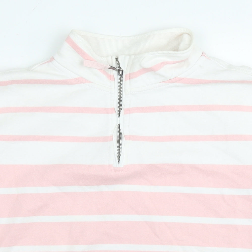 Woolovers Womens Pink Striped Cotton Pullover Sweatshirt Size L Pullover