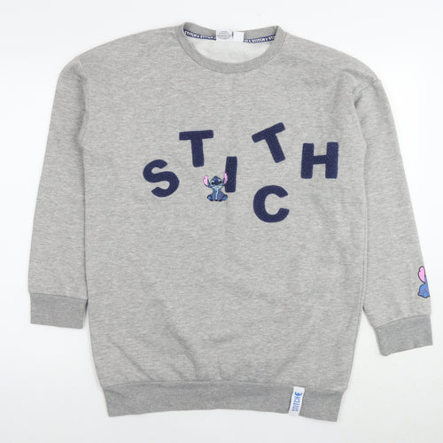 Disney Womens Grey Polyester Pullover Sweatshirt Size 12 Pullover - Stitch, Size 12-14