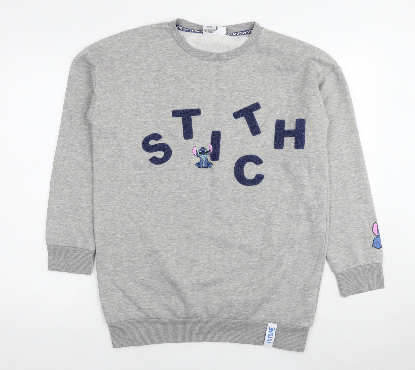 Disney Womens Grey Polyester Pullover Sweatshirt Size 12 Pullover - Stitch, Size 12-14