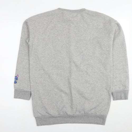 Disney Womens Grey Polyester Pullover Sweatshirt Size 12 Pullover - Stitch, Size 12-14