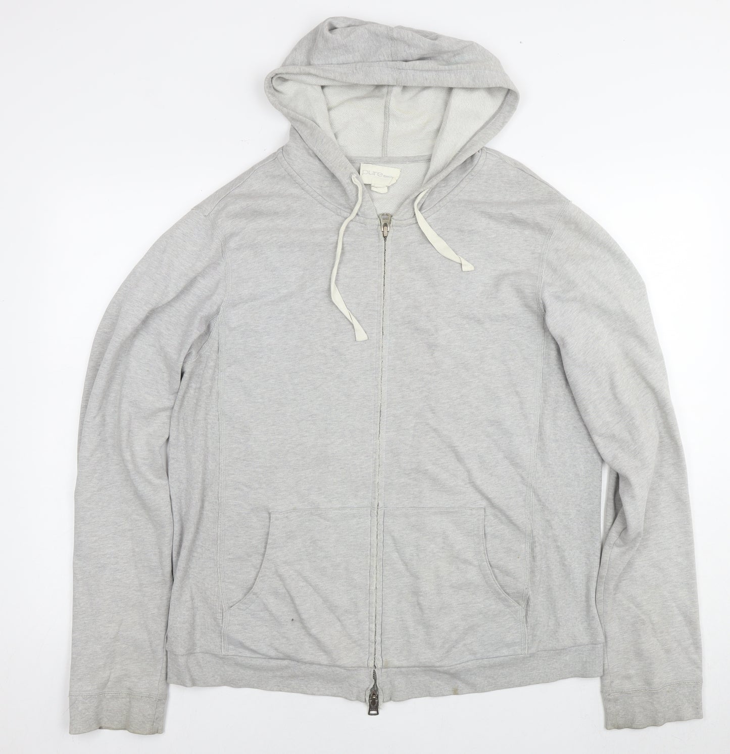 DKNY Pure Womens Grey Cotton Full Zip Hoodie Size M Zip