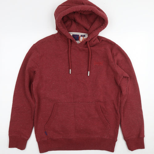 Superdry Mens Red Cotton Pullover Hoodie Size M