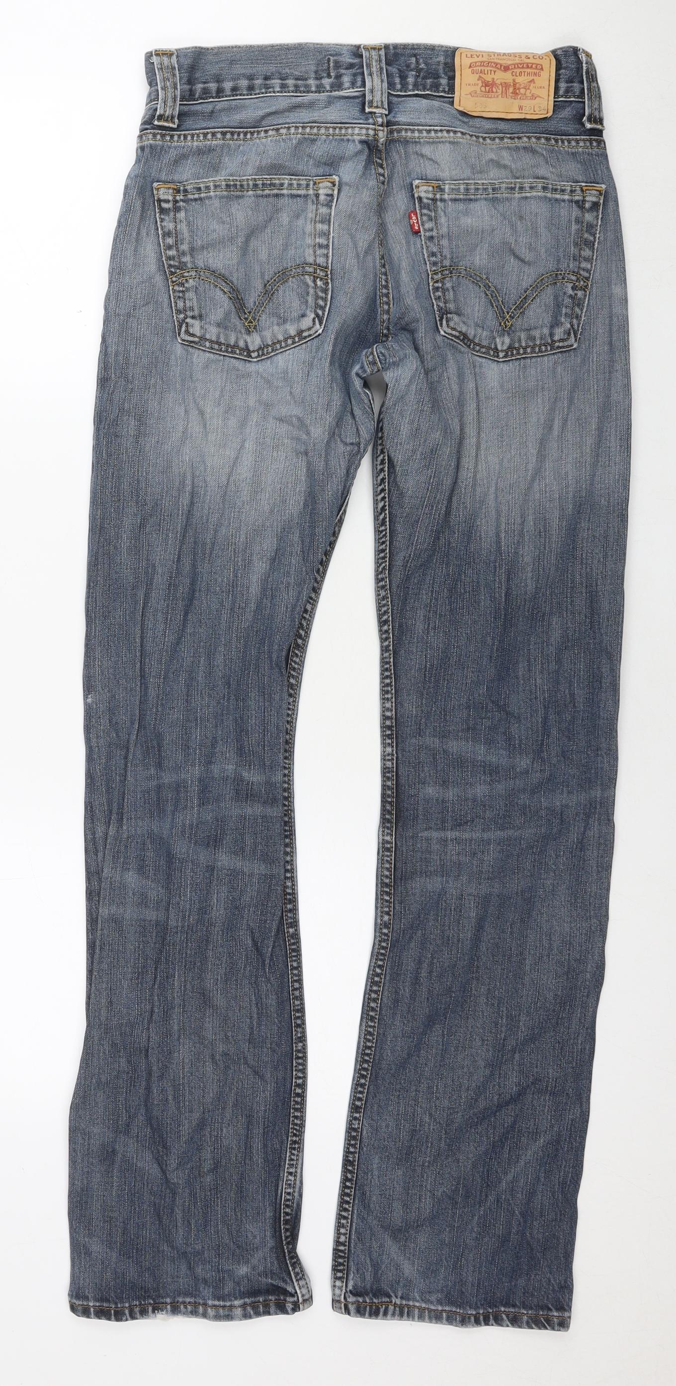 Levi's Mens Blue Cotton Straight Jeans Size 29 in L34 in Regular Zip