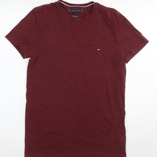 Tommy Hilfiger Mens Red Cotton T-Shirt Size S Round Neck