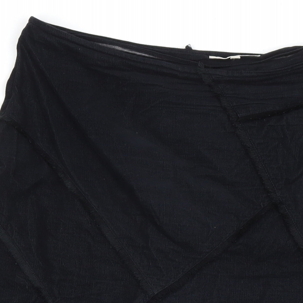 Laura Ashley Womens Black Cotton Maxi Skirt Size 18 Zip