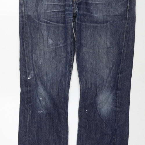 Gap Mens Blue Cotton Straight Jeans Size 34 in L34 in Regular Zip
