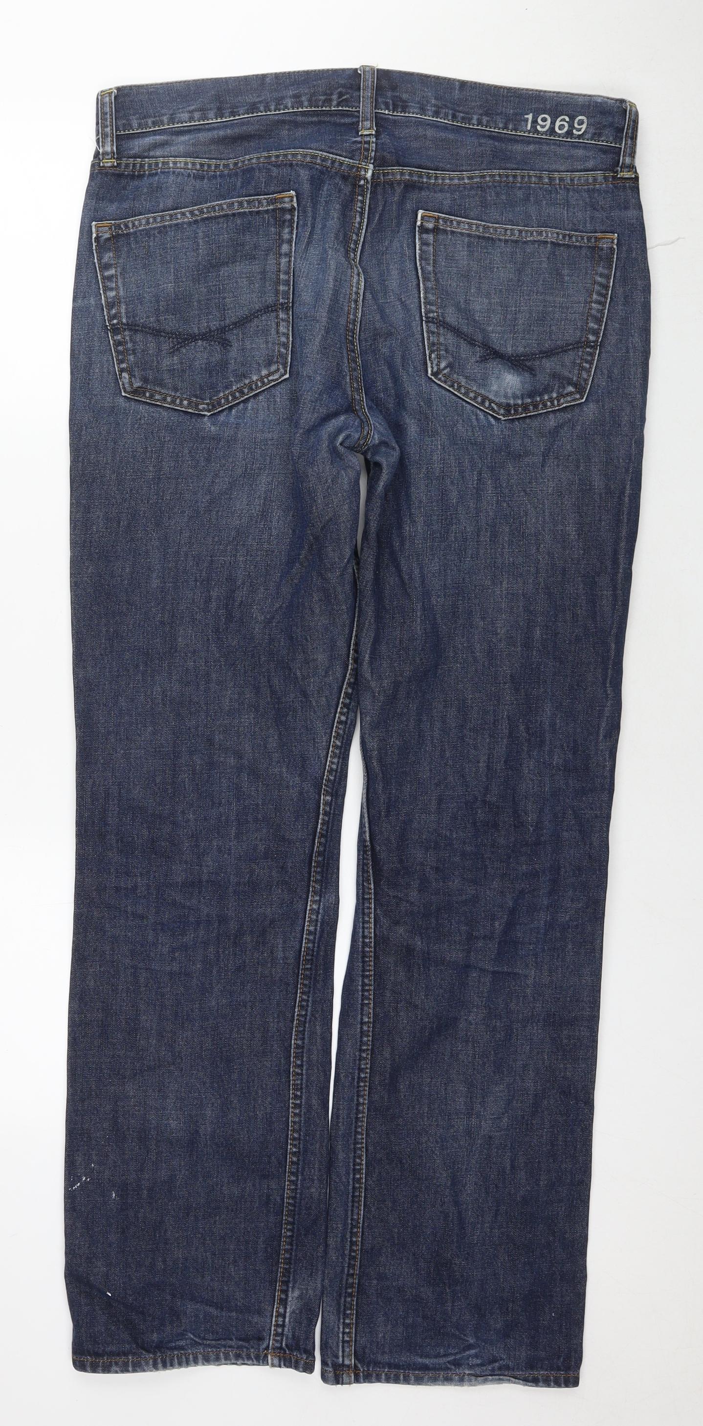 Gap Mens Blue Cotton Straight Jeans Size 34 in L34 in Regular Zip