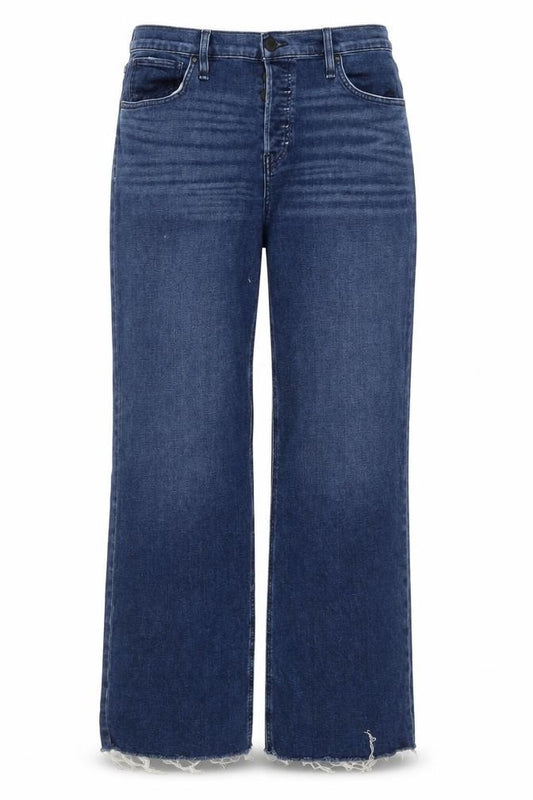 Front view of Hudson women’s blue cotton bootcut jeans, size UK 36, in, 32-inch leg regular zip