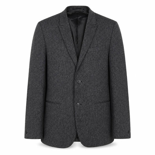 Front view of H&M men’s grey polyester jacket blazer, size 40, regular