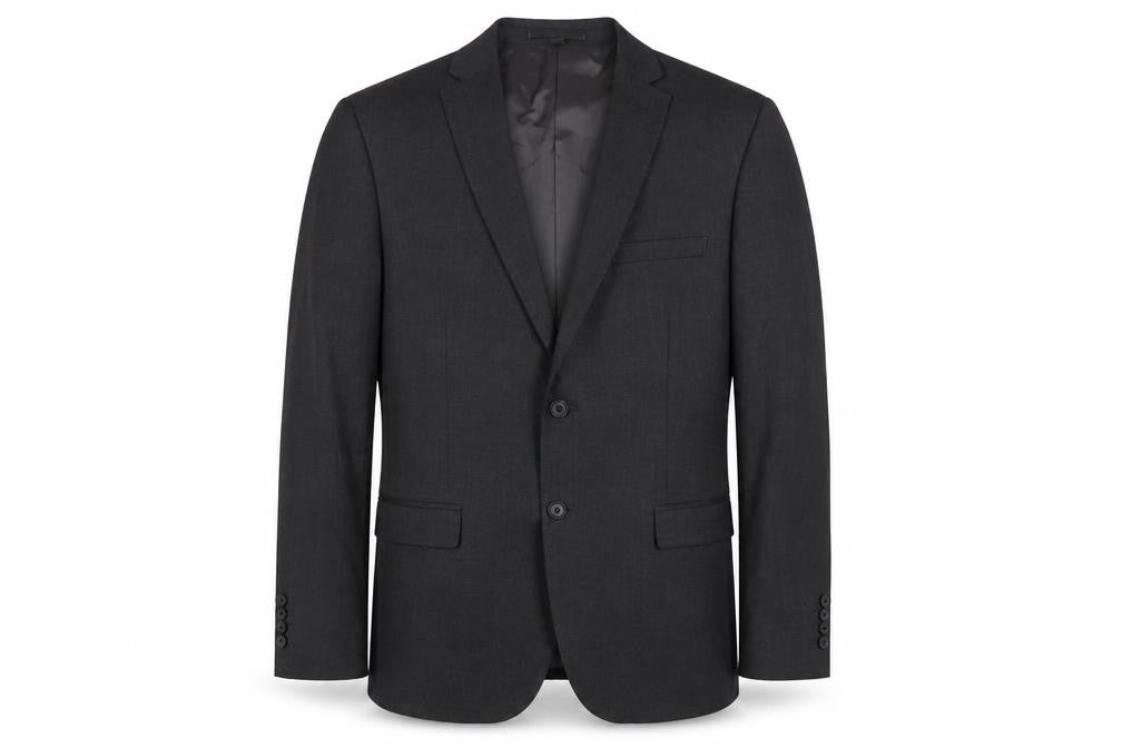 Front view of Marks & Spencer men’s grey polyester jacket blazer, size 44, regular