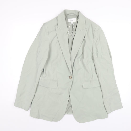 Marks and Spencer Womens Green Viscose Jacket Blazer Size 12