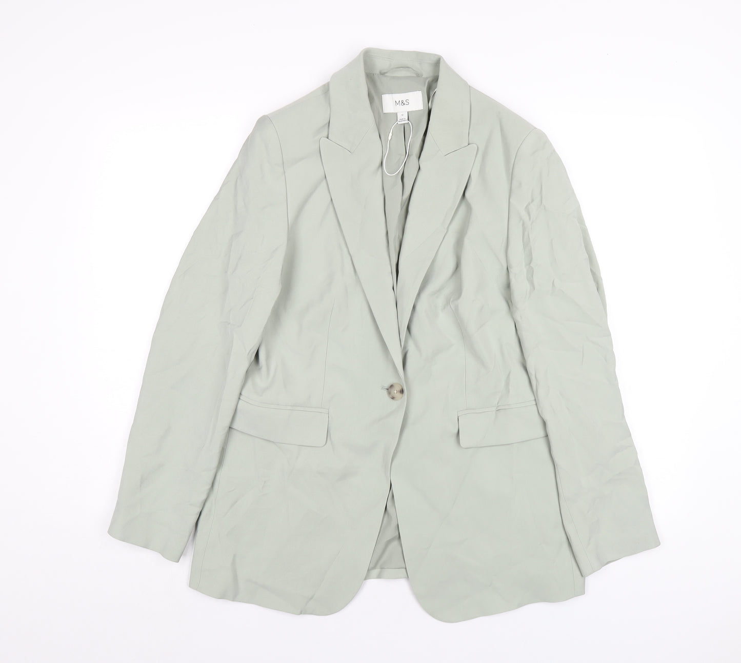 Marks and Spencer Womens Green Viscose Jacket Blazer Size 12