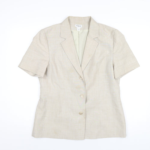 OPUS Womens Beige Jacket Size 14 Button