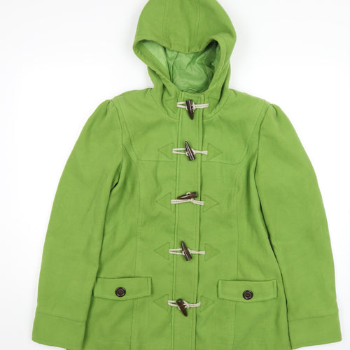 NEXT Womens Green Pea Coat Coat Size 12 Zip