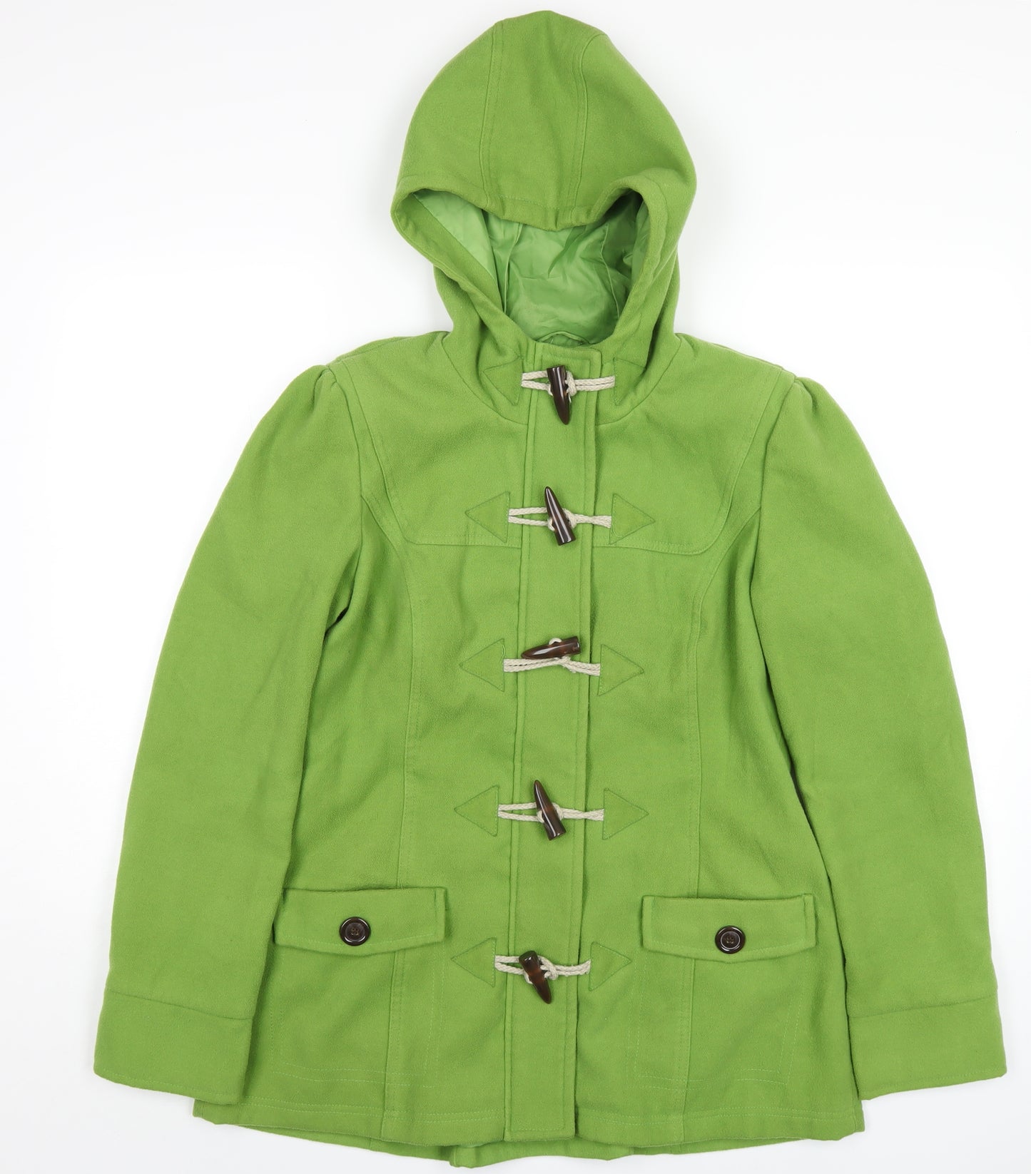 NEXT Womens Green Pea Coat Coat Size 12 Zip