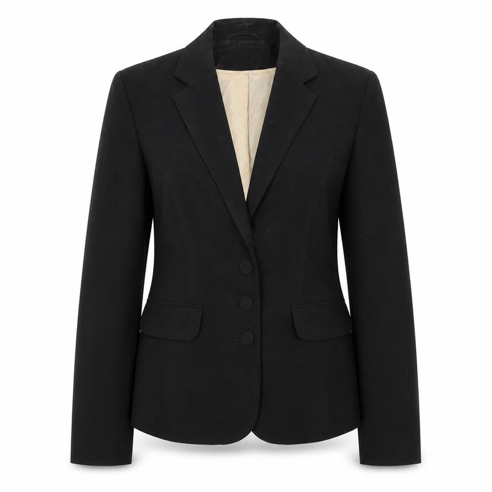 Front view of Dorothy Perkins women’s black polyester jacket blazer, size UK 12