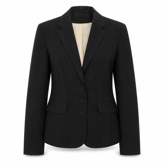 Front view of Dorothy Perkins women’s black polyester jacket blazer, size UK 12