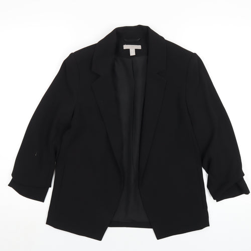 H&M Womens Black Polyester Jacket Blazer Size 8
