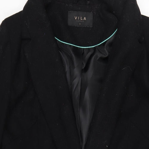 VILA Womens Black Overcoat Coat Size M Button