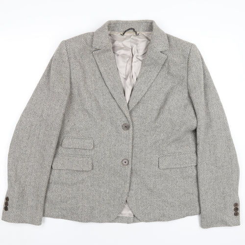 Jigsaw Womens Grey Wool Jacket Blazer Size 16