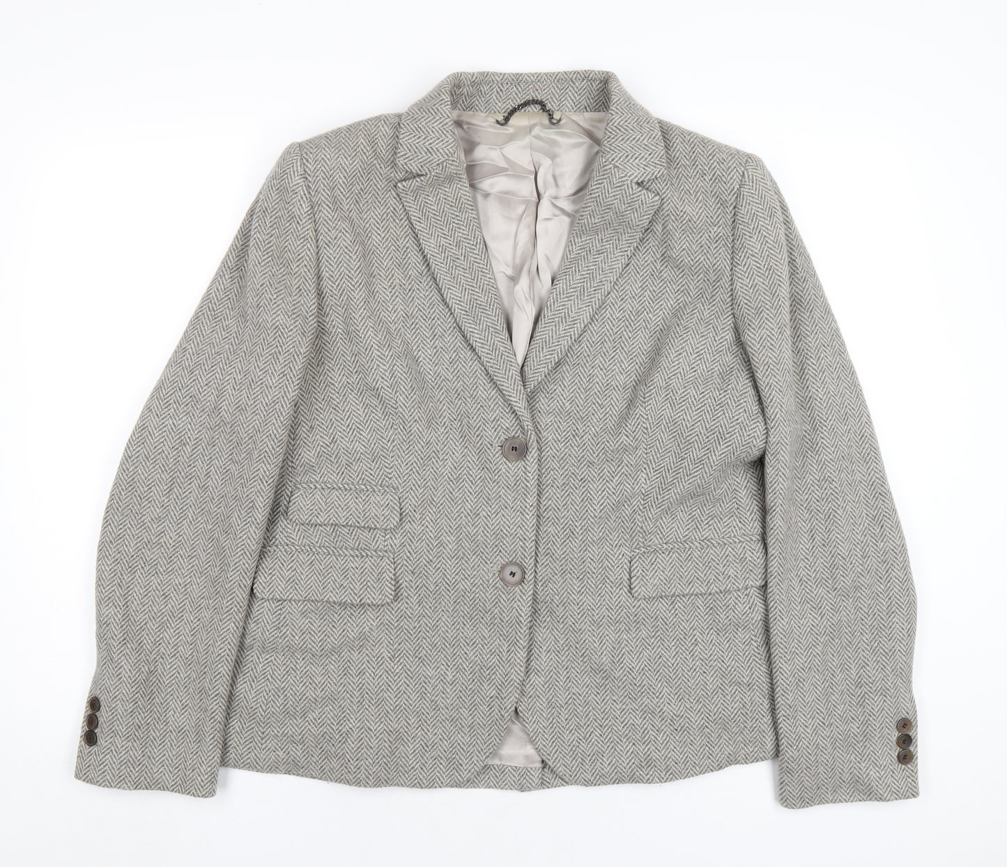 Jigsaw Womens Grey Wool Jacket Blazer Size 16