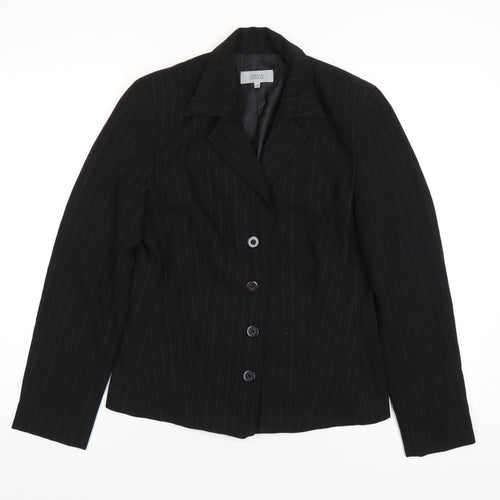 Marks and Spencer Womens Black Striped Jacket Blazer Size 12 Button