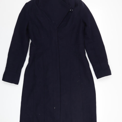 GUESS Womens Blue Overcoat Coat Size 6 Button