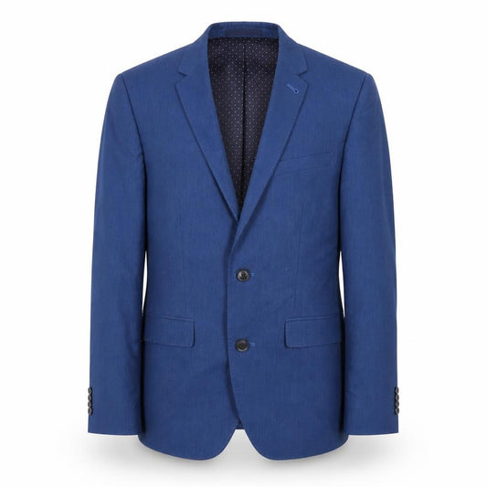 Front view of Burton men’s blue polyester jacket blazer, size 36, regular