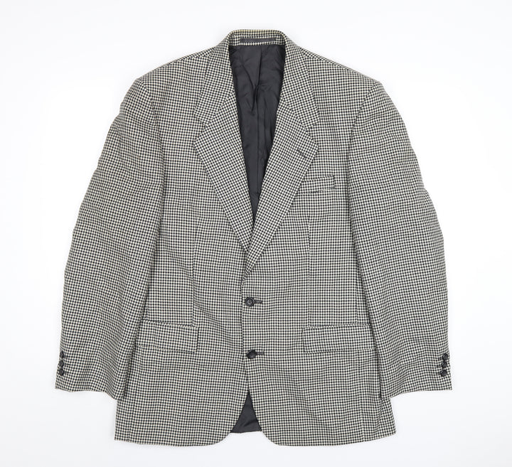 Berkertex Mens White Geometric Wool Jacket Blazer Size 40 Regular