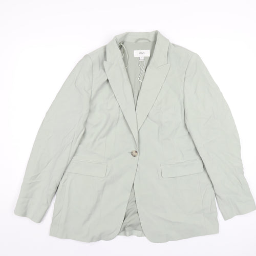 Marks and Spencer Womens Green Jacket Blazer Size 14 Button