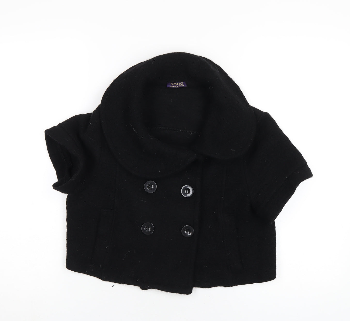 SOHO Womens Black Jacket Coat Size M Button