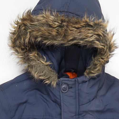 Crosshatch Mens Blue Parka Coat Size M Zip