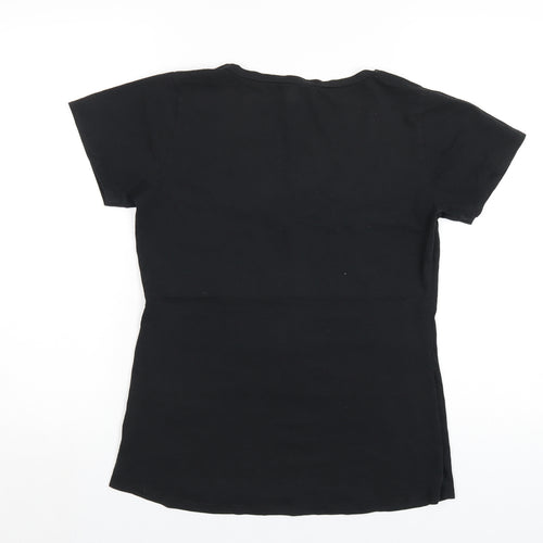 Witchery Womens Black Cotton Basic T-Shirt Size M V-Neck