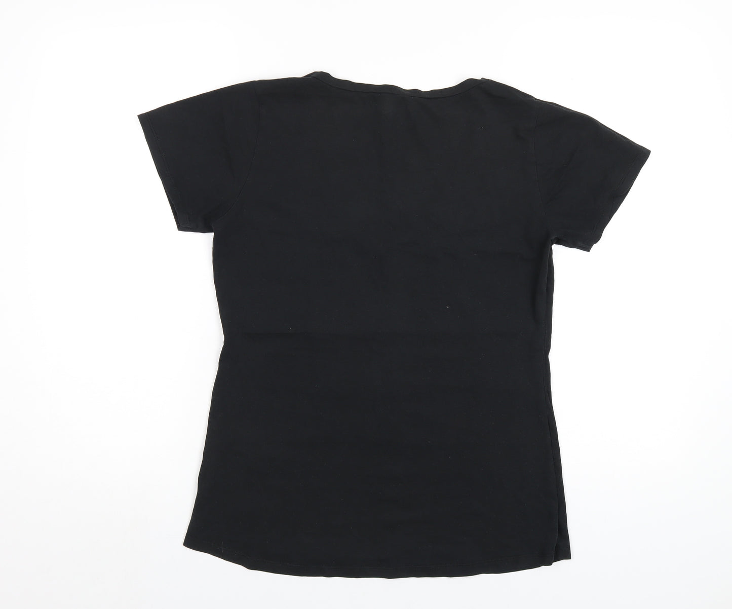 Witchery Womens Black Cotton Basic T-Shirt Size M V-Neck