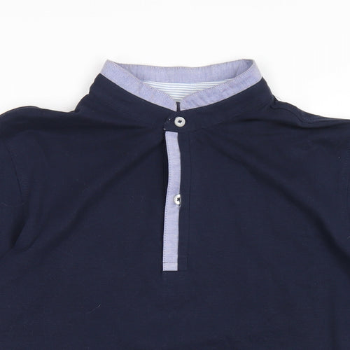 Dan John Mens Blue Cotton Polo Size M Collared Button