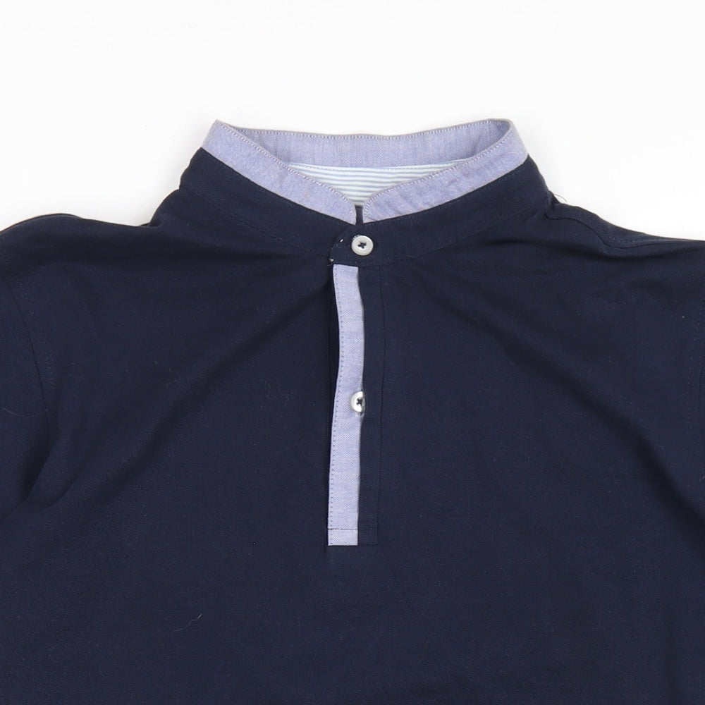 Dan John Mens Blue Cotton Polo Size M Collared Button