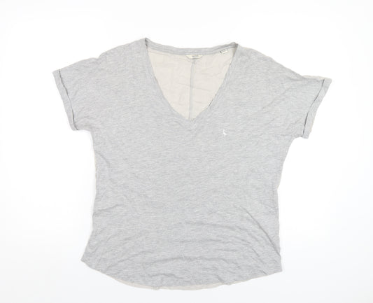 Jack Wills Womens Grey Cotton Basic T-Shirt Size 10 V-Neck