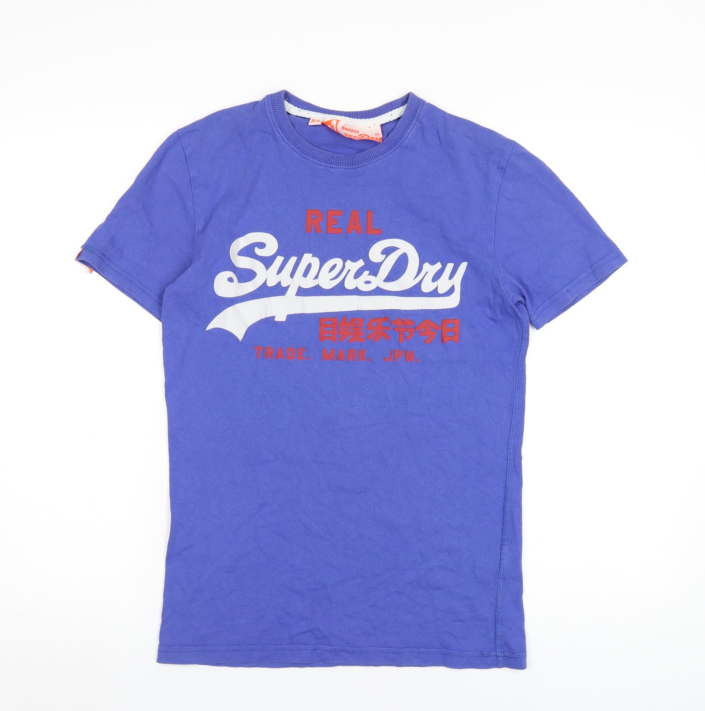 Superdry Mens Blue Cotton T-Shirt Size XS Round Neck