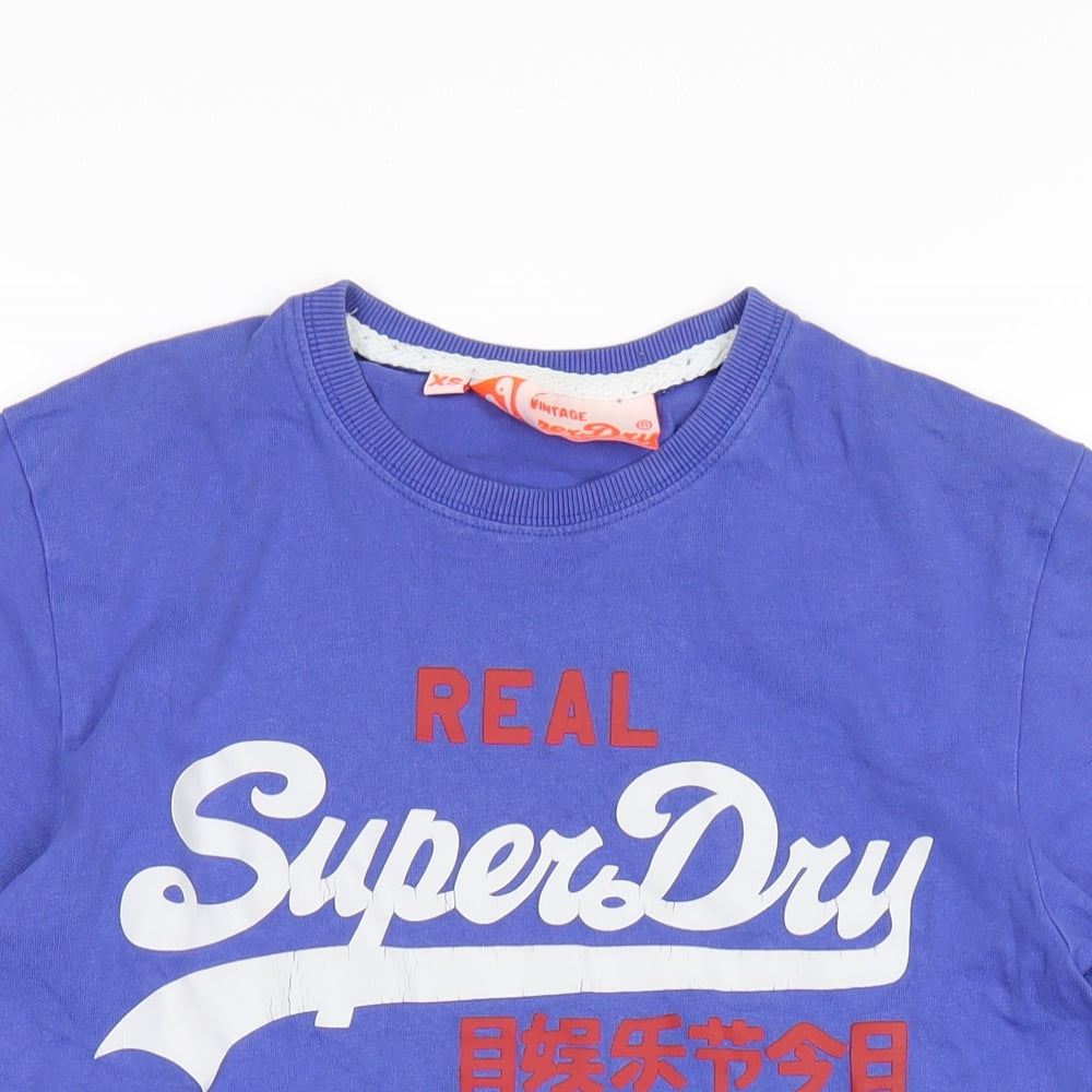 Superdry Mens Blue Cotton T-Shirt Size XS Round Neck