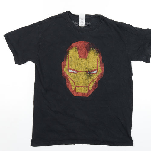 Marvel Mens Black Cotton T-Shirt Size M Round Neck - Avengers Iron Man