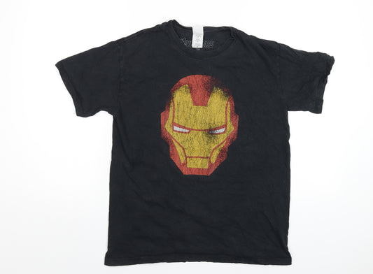 Marvel Mens Black Cotton T-Shirt Size M Round Neck - Avengers Iron Man