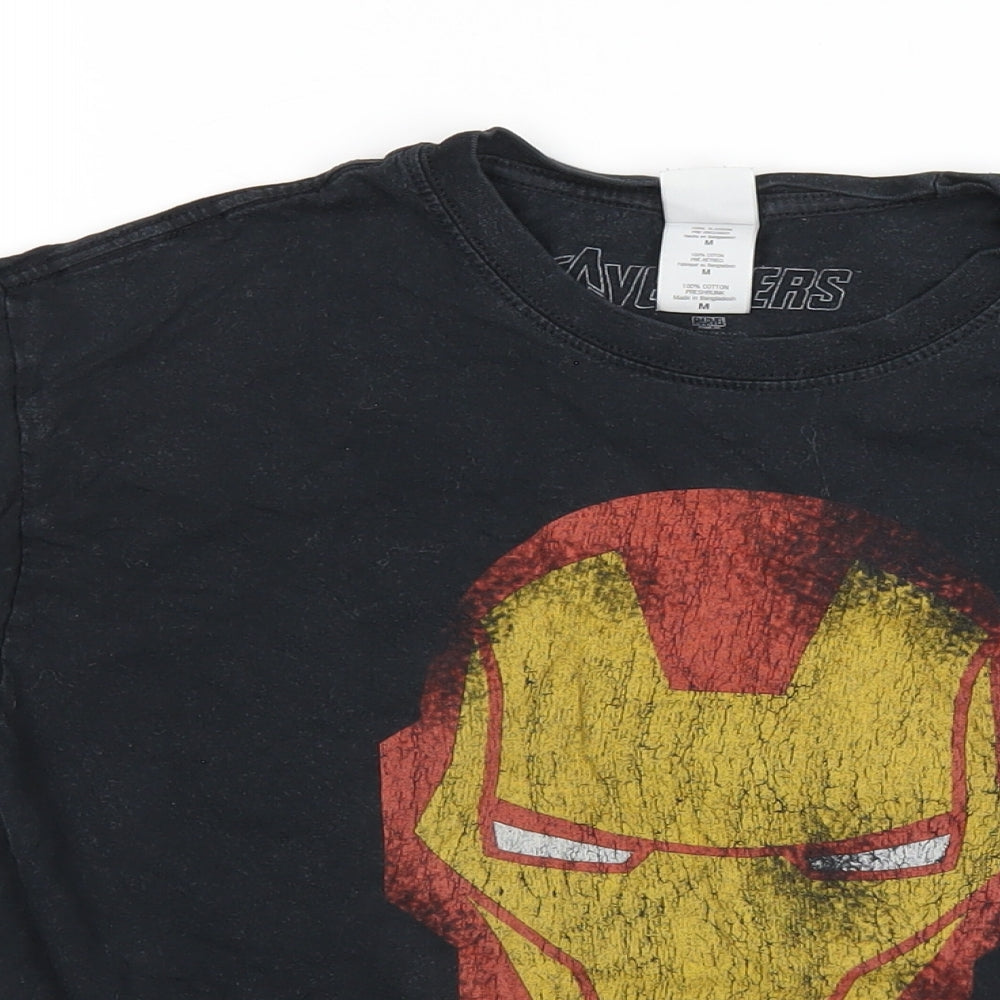 Marvel Mens Black Cotton T-Shirt Size M Round Neck - Avengers Iron Man