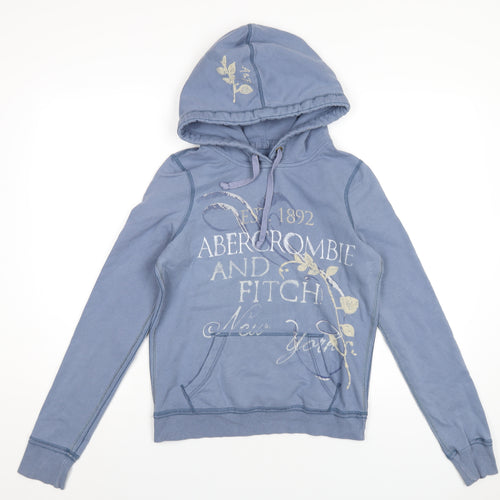 Abercrombie & Fitch Womens Blue Cotton Pullover Hoodie Size M Pullover