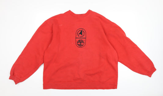 Timberland Mens Red Cotton Pullover Sweatshirt Size M