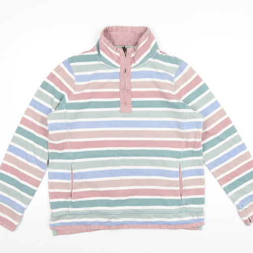 Fat Face Womens Multicoloured Striped Cotton Pullover Sweatshirt Size 14 Zip