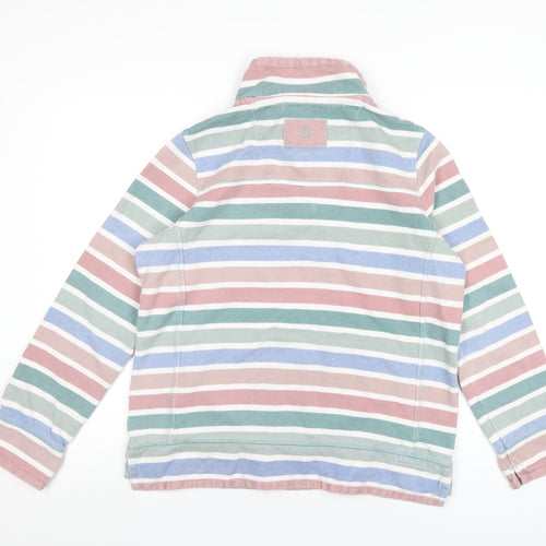 Fat Face Womens Multicoloured Striped Cotton Pullover Sweatshirt Size 14 Zip