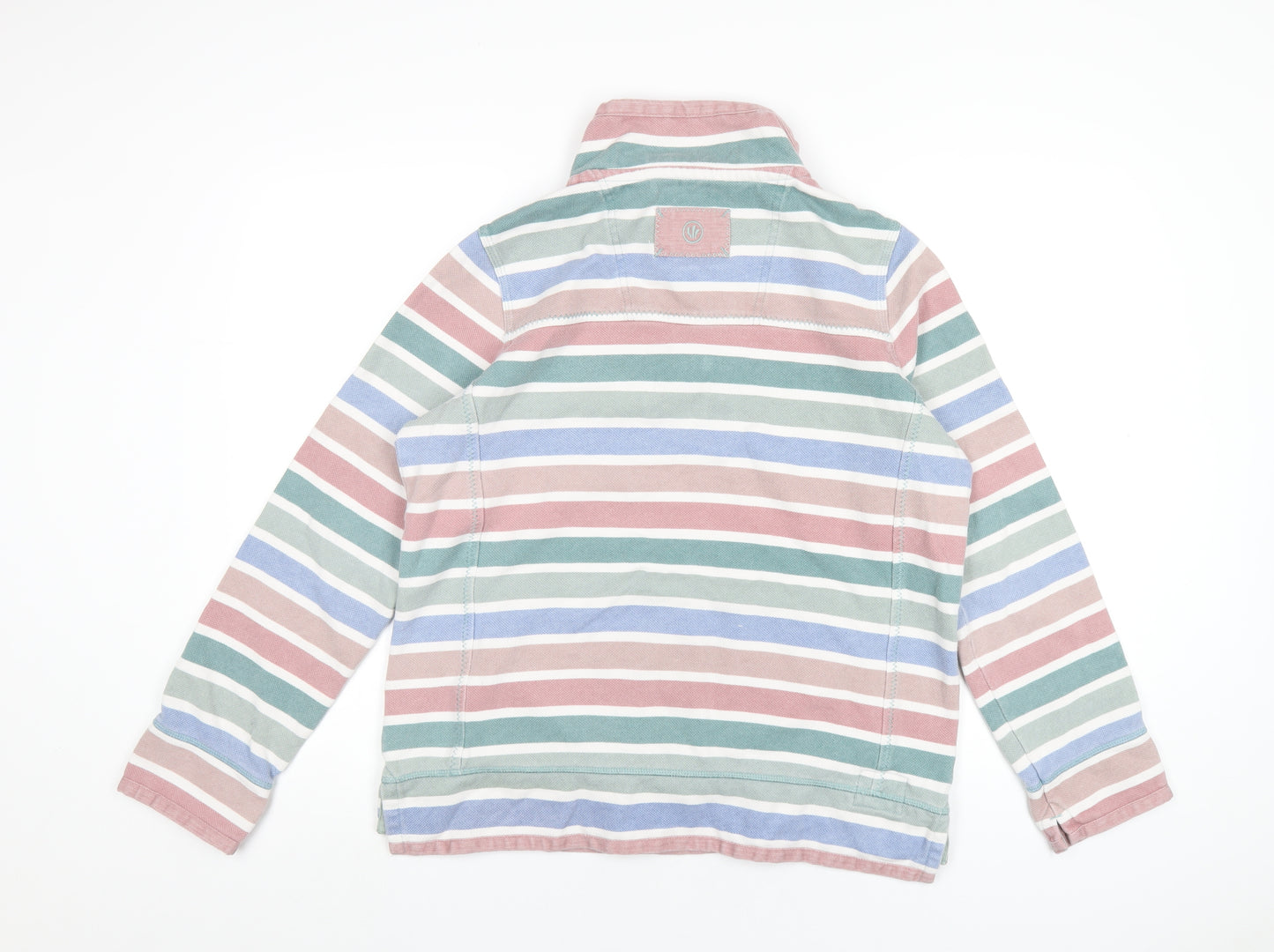 Fat Face Womens Multicoloured Striped Cotton Pullover Sweatshirt Size 14 Zip