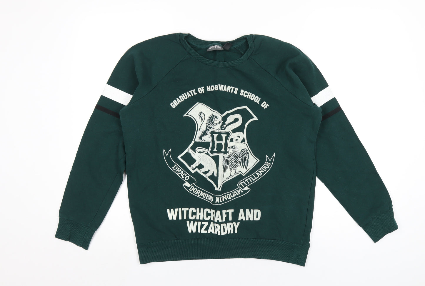 Harry Potter Womens Green Cotton Pullover Sweatshirt Size 14 Pullover - Hogwarts Crest